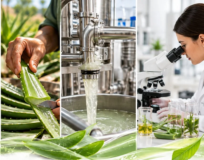 Dalla raccolta delle foglie di Aloe alla lavorazione e ricerca in laboratorio